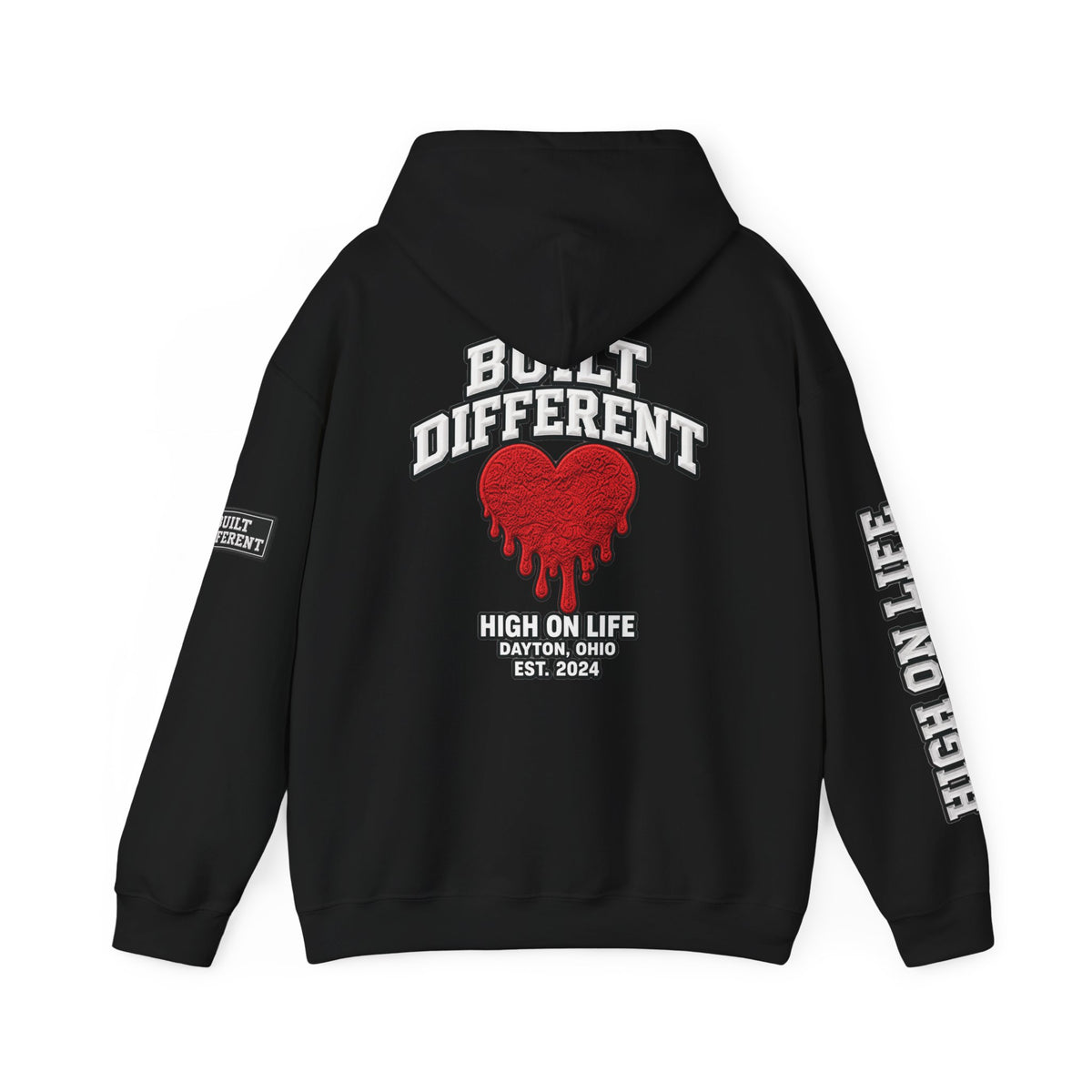HighOnLife x Built Different x Dripping Heart Hoodie