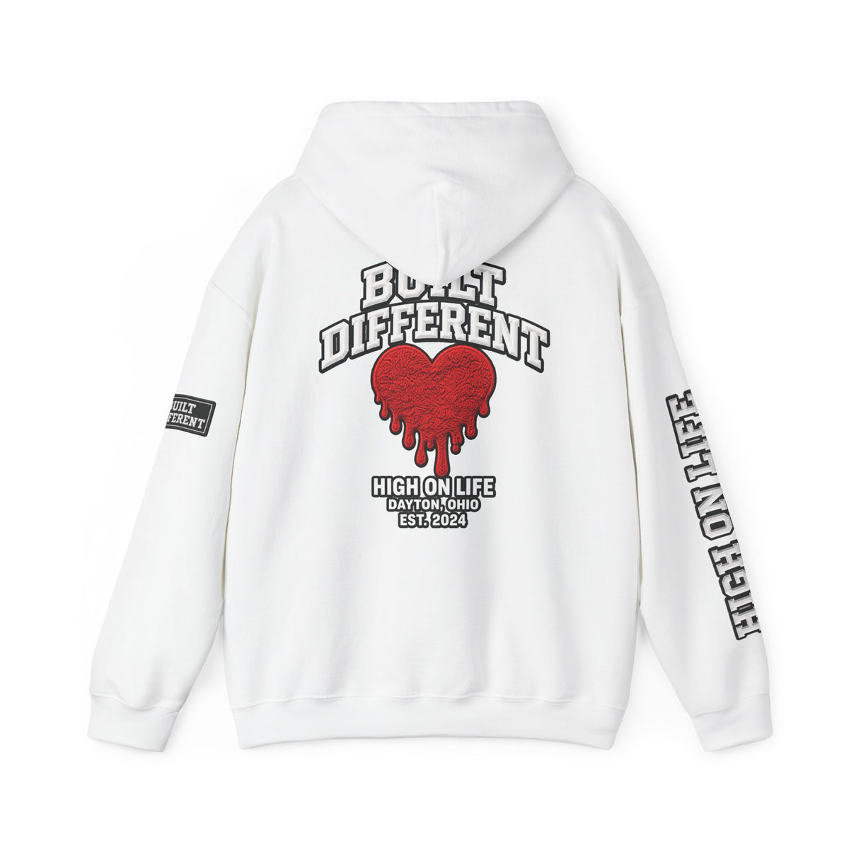 HighOnLife x Built Different x Dripping Heart Hoodie